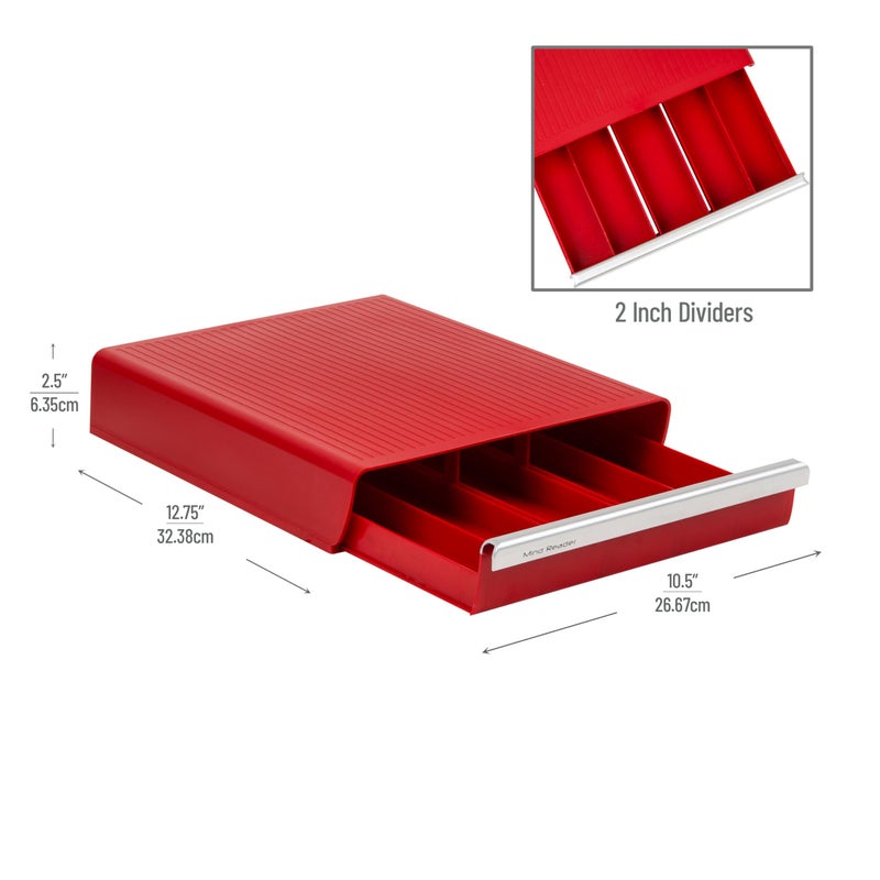 Mind Reader Single Serve Coffee Pod Drawer, 30 Pod Capacity, Countertop Organizer, 10.5"L x 12.75"W x 2.5"H, Red - Image 3